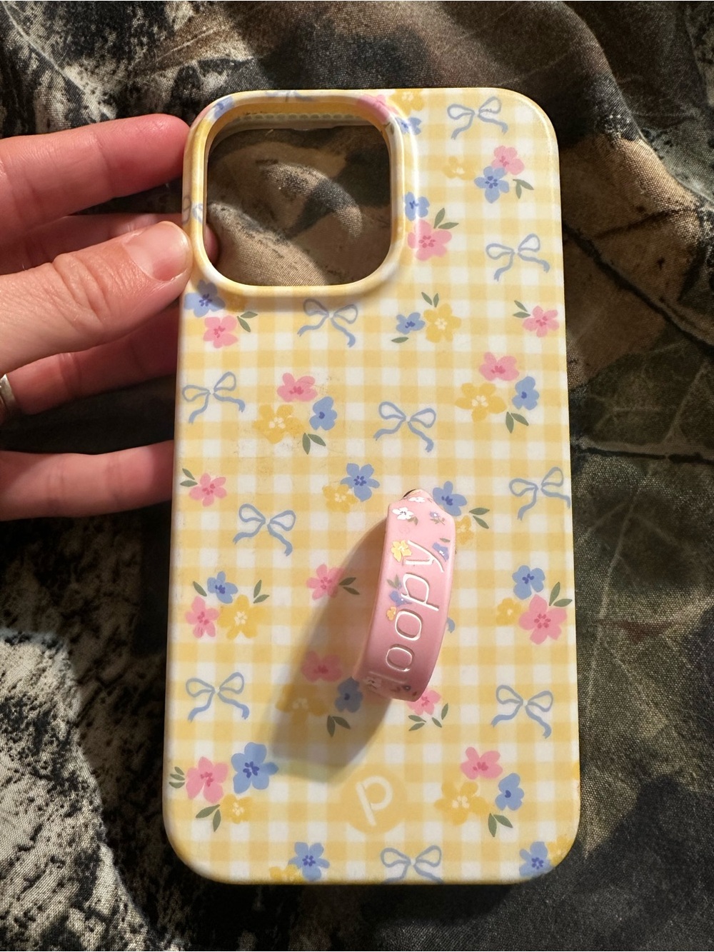 Loopy Case Yellow Floral Gingham Phone Case iPhone 14 Pro Max